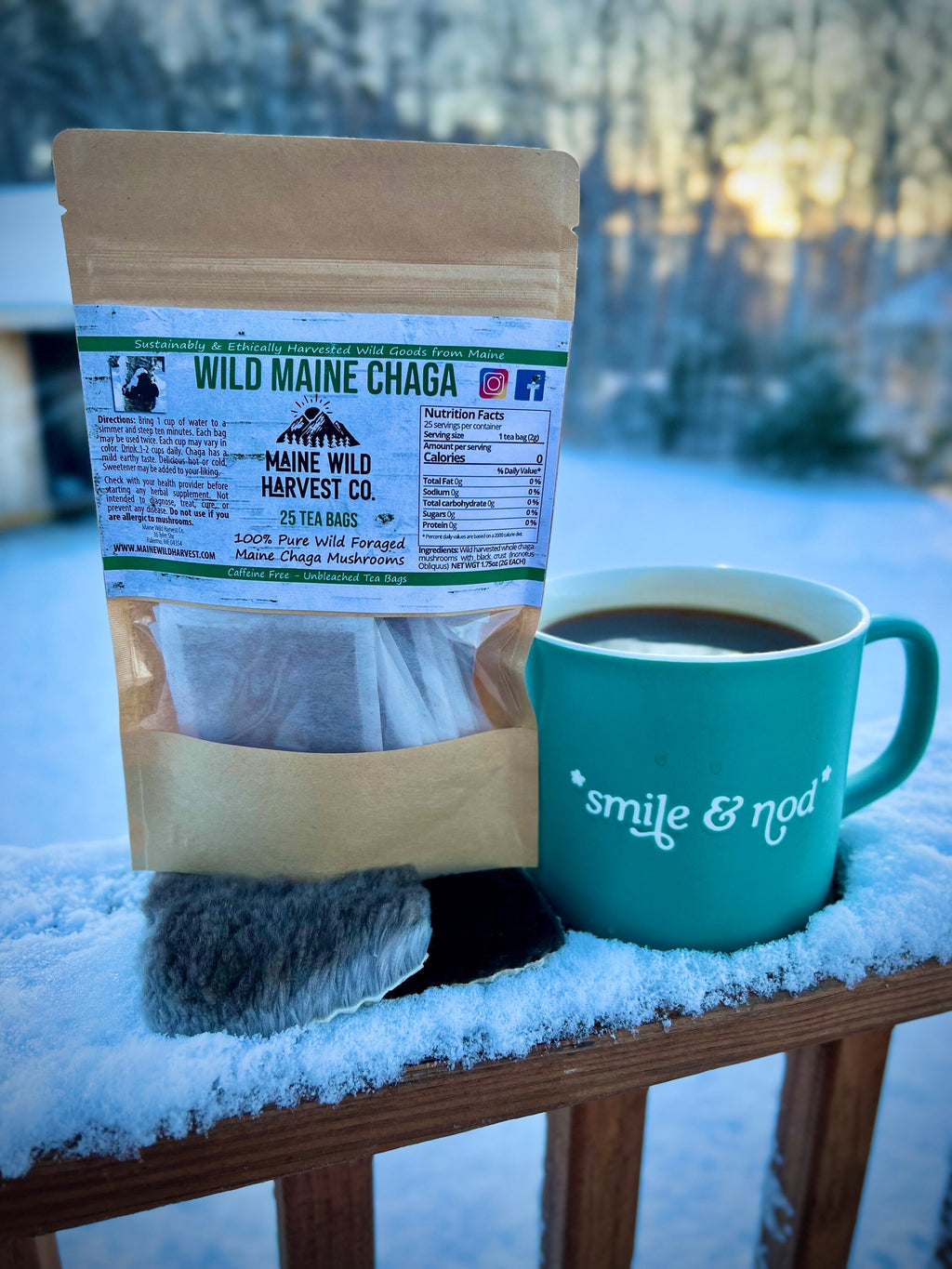Wild Maine Chaga Tea Bags (25ct) - All Natural
