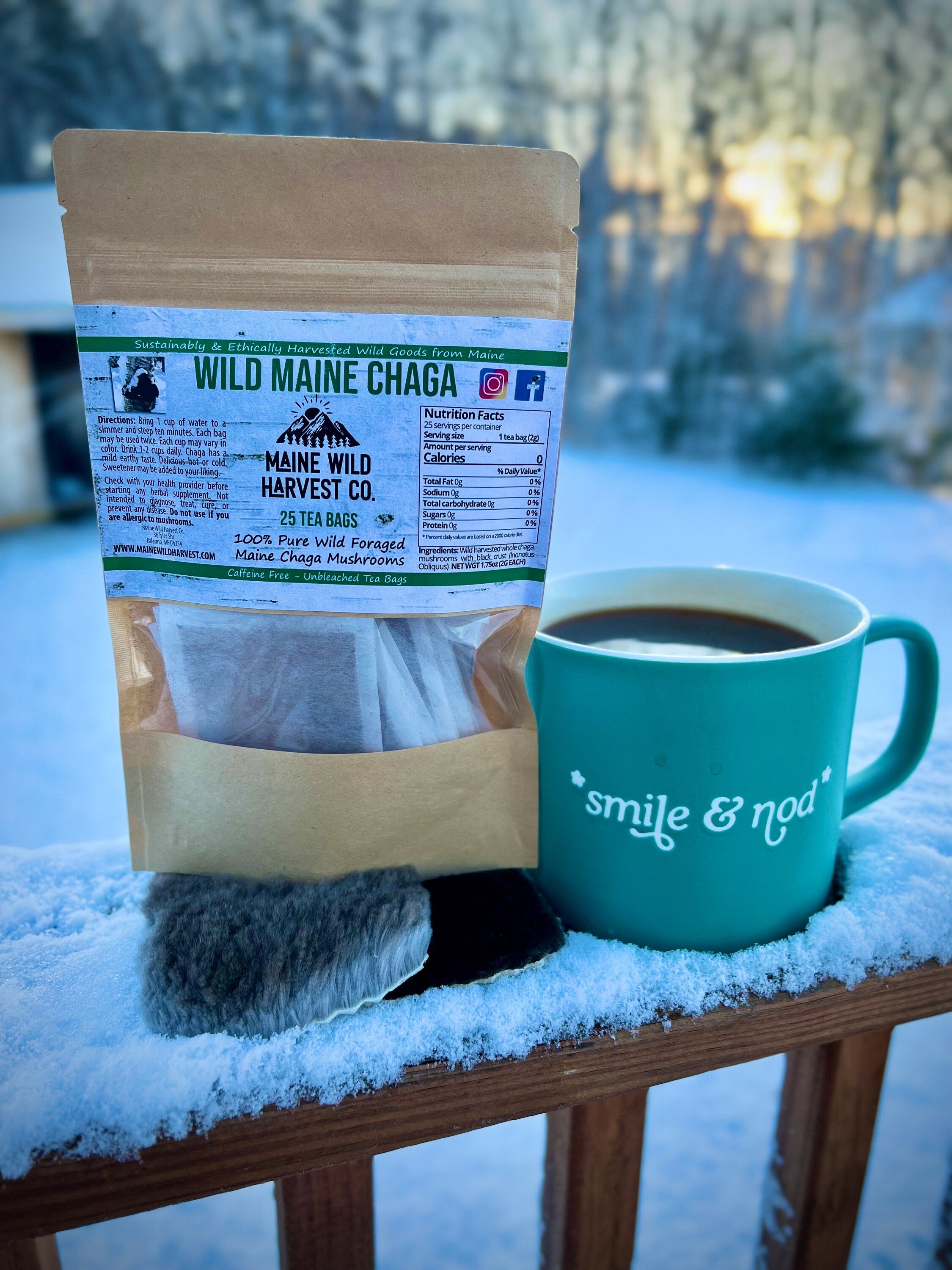 Wild Maine Chaga Tea Bags (25ct) - All Natural