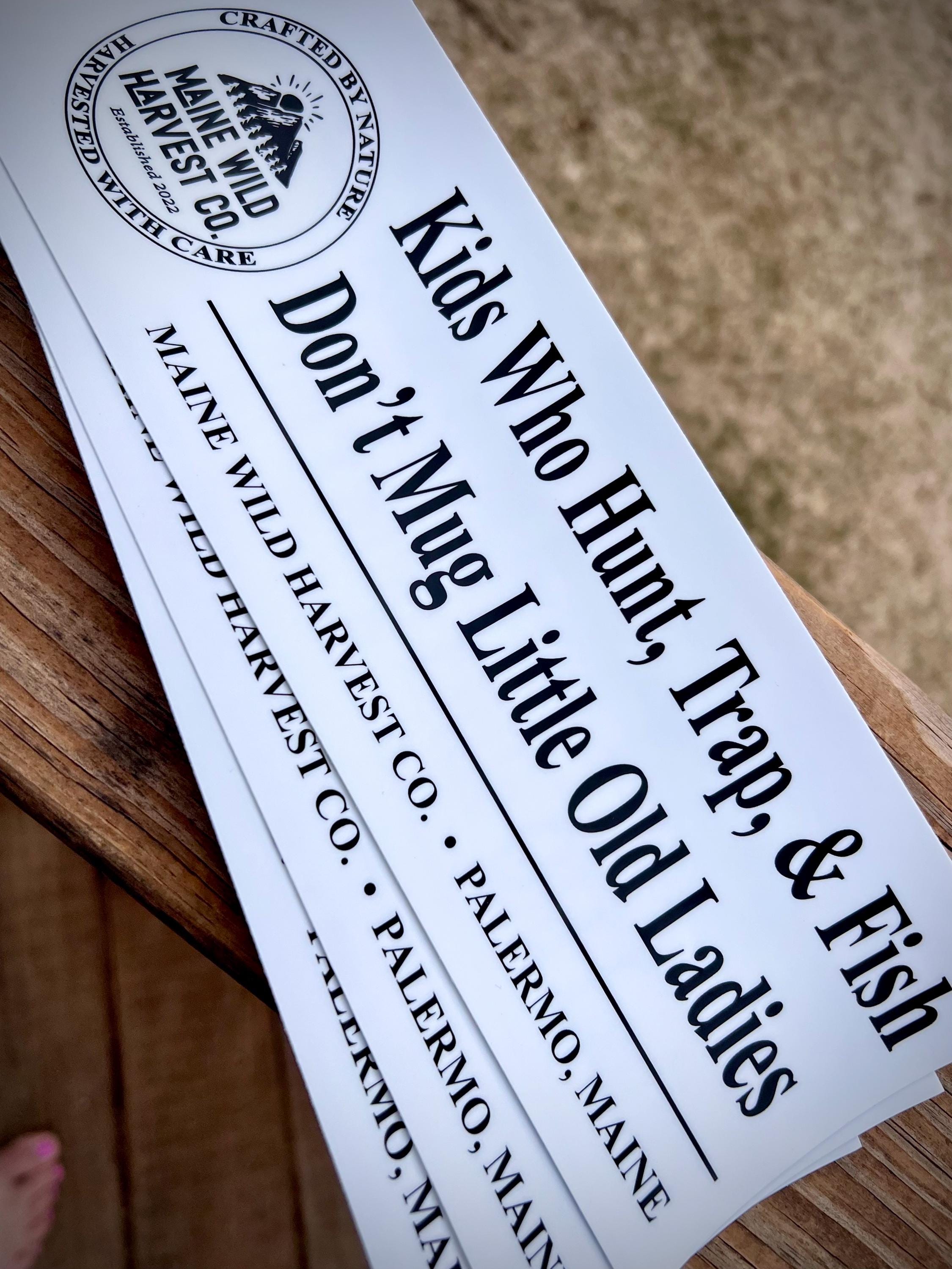Kids Who Hunt, Trap & Fish Bumper Sticker (11.5” x 4”)