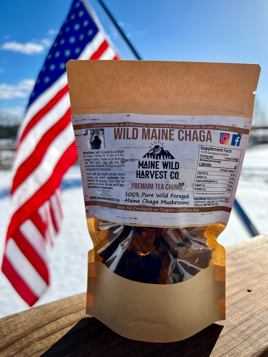 Maine Chaga Chunks (4 oz): Wild Harvested Tea