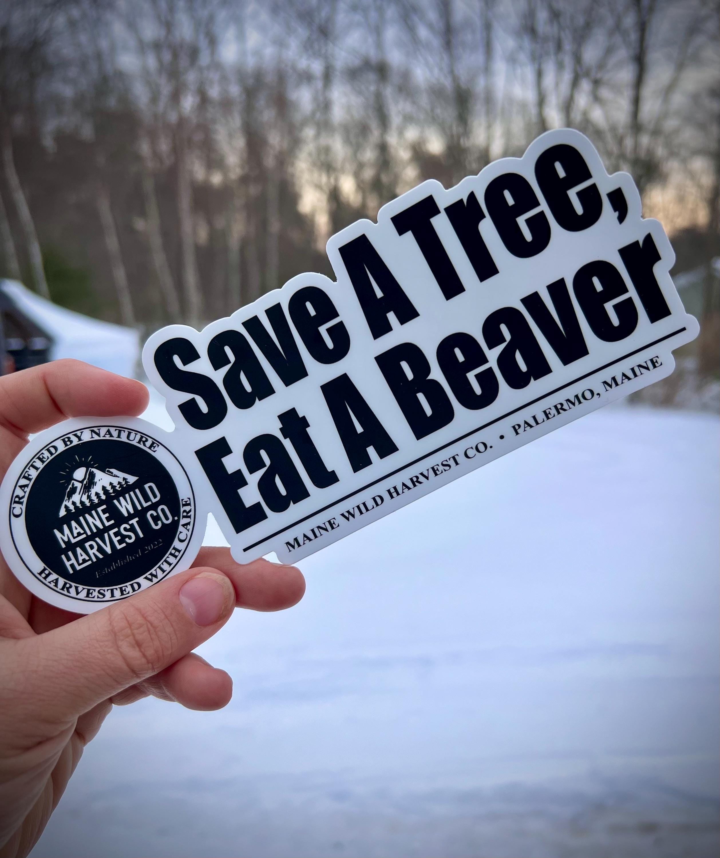 Save A Tree, Eat A Beaver Sticker - 7.5” x 3”