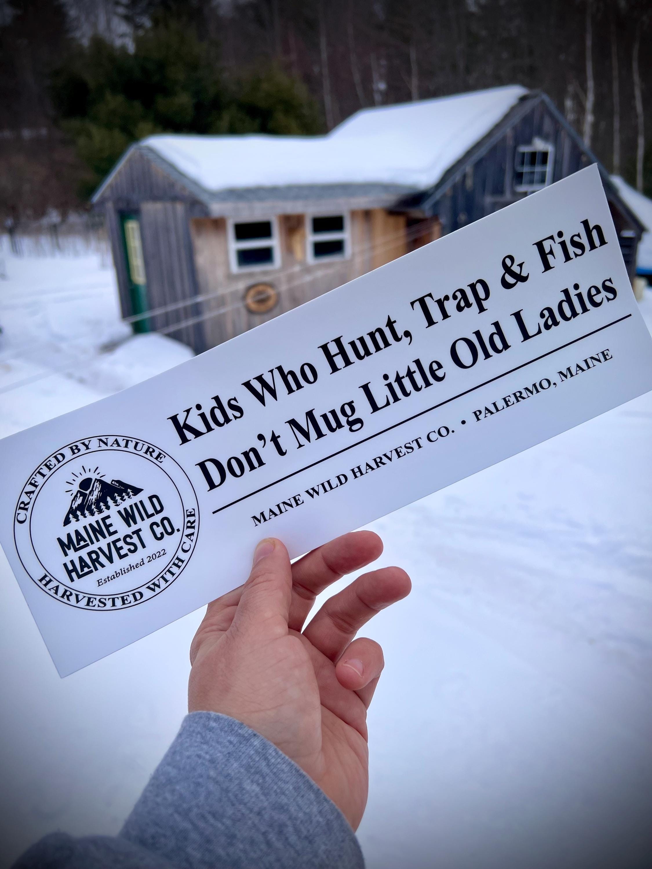 Kids Who Hunt, Trap & Fish Bumper Sticker (11.5” x 4”)