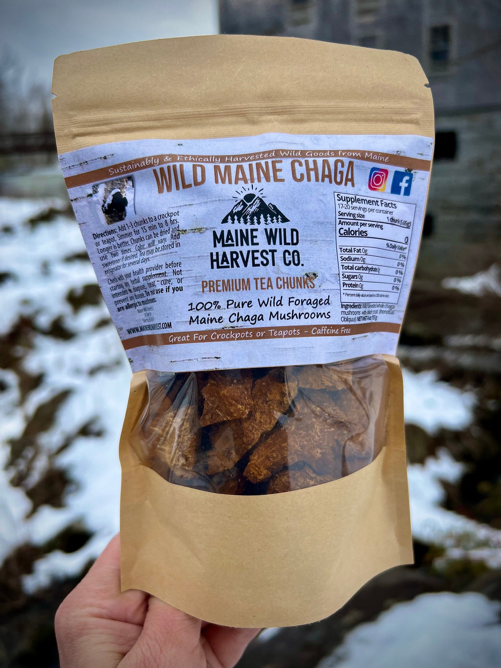Maine Chaga Chunks (4 oz): Wild Harvested Tea
