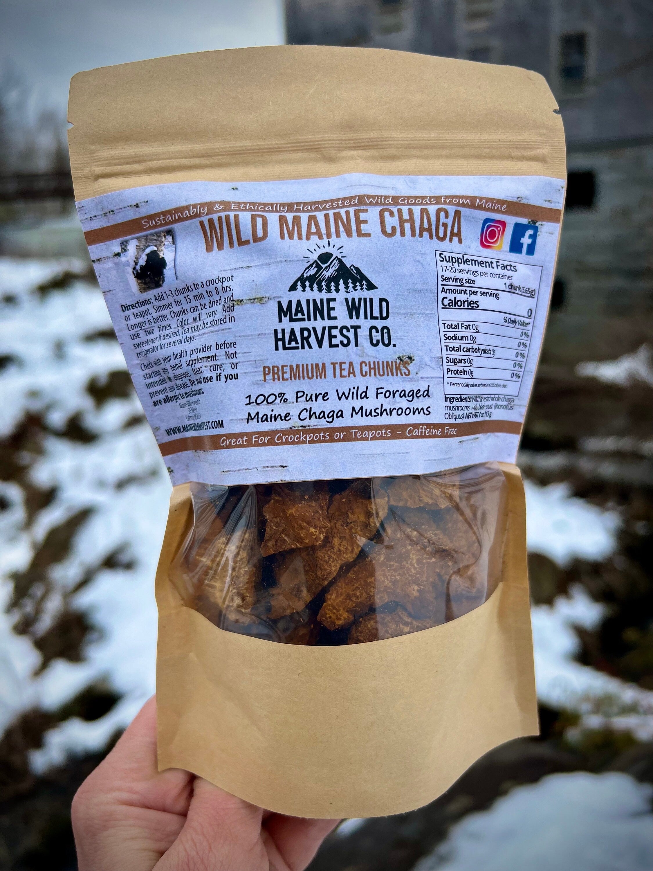Maine Chaga Chunks (4 oz): Wild Harvested Tea